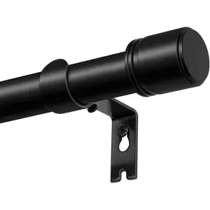 Black Rods 32 to 144 Inches, 1 Inch Rods for Windows 111 to 140 Inches(9.2-11.6 ft), Drapery Rod with Simple End Cap Finials