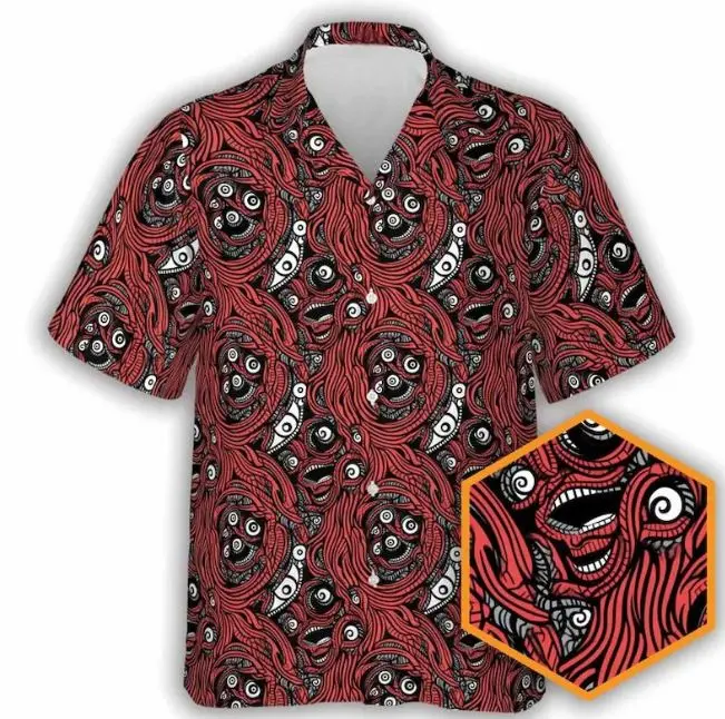 Pocket Monster-Aloha Shirt, Ocean Pika Graphic Button Up, Summer Beach Vacation Outfit #OceanStyle #BeachVibes #CasualWear