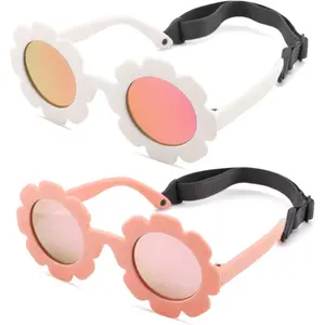 L-SGL006  Flexible Bendable Flower Baby Polarized Sunglasses with Strap for Newborn Infant Girls Age 0-24 Months