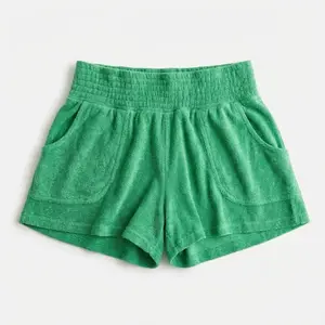LushLoop Cabana Green Terry Cloth Shorts - Cozy & Playful Terry Cloth Shorts with Pockets for Summer Wear