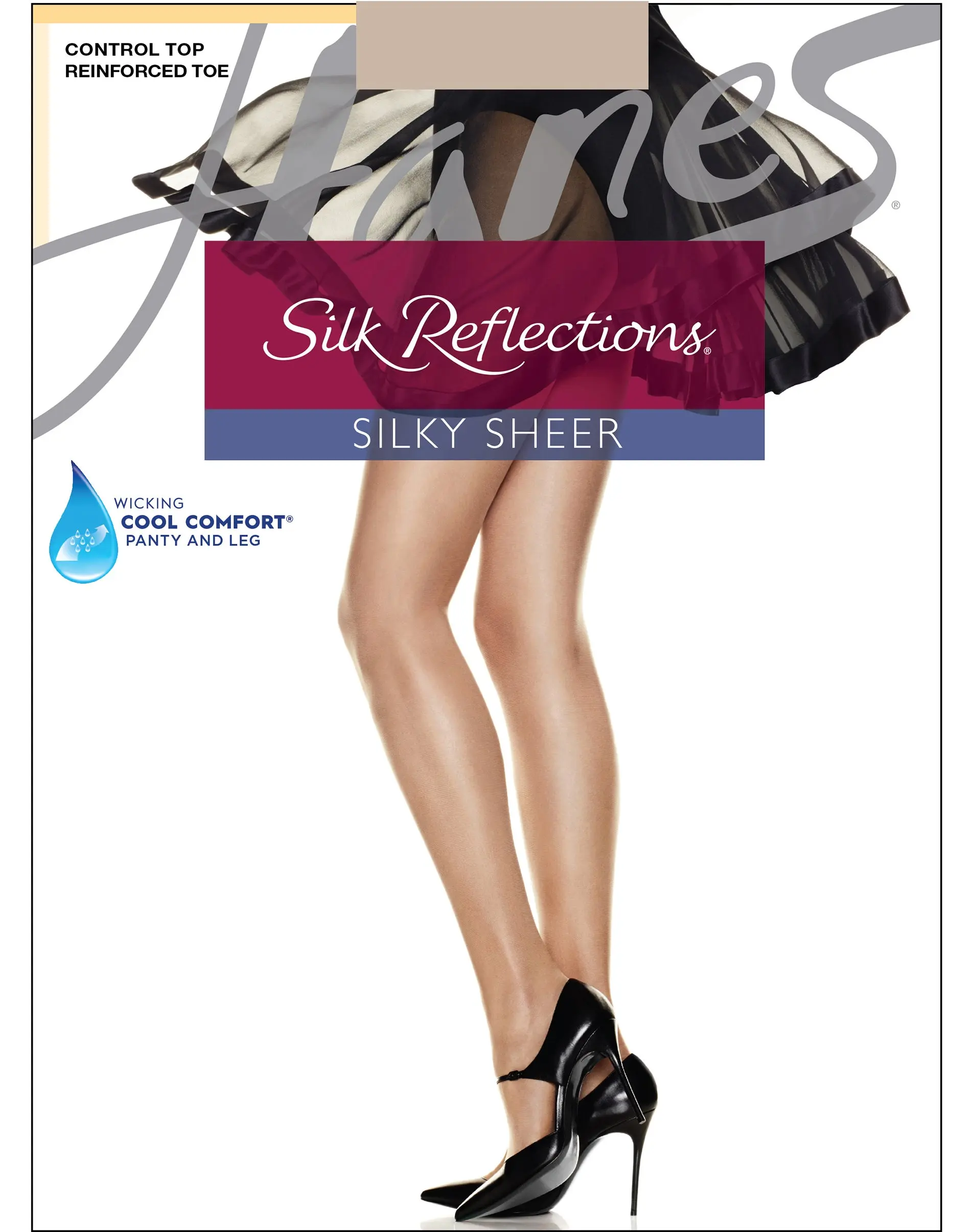 Hanes Silk Reflections Control Top Reinforced Toe Pantyhose 4-pack Women's Underwear Multi Pack Comfortable Fit Soft Stretch Fabric Breathable Q0718r