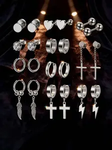 Fashion Punk Style Stainless Steel Earrings Set, Multiple Colors Available, Perfect for Daily Wear or Parties, Great Gift Idea