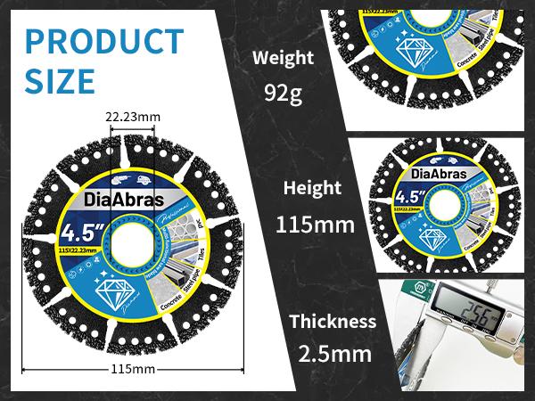 Angle grinder cutting blade iron cutting saw blade for metal alloy stainless steel angle iron rebar brazed diamond grinding wheel sharp durable fit for 4.5 inch grinder metalworking