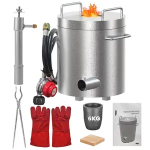 GAOMON 6KG Propane Melting Furnace Kit, 1300°c / 2372°f Stainless Steel Smelting Forge with Crucible & Tongs, High-Efficiency Insulation for Gold Silver Copper Aluminum Metal Casting