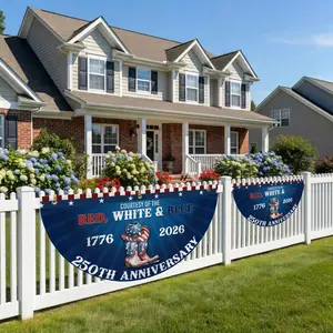 Courtesy Of The Red White And Blue Semicircular Flag, America 250th Anniversary, Non - Pleated Fan Flag