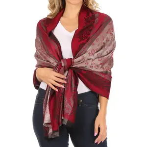 Sakkas Alessa Women's Silky Soft Reversible PaisleyPrint Pashmina Scarf Shawl Wrap