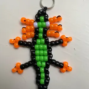 Cute Spooky Axolotl Keychain Handmade from Sturdy Nylon Thread with High Quality Beads for Keys, Backpack, Purses, etc!