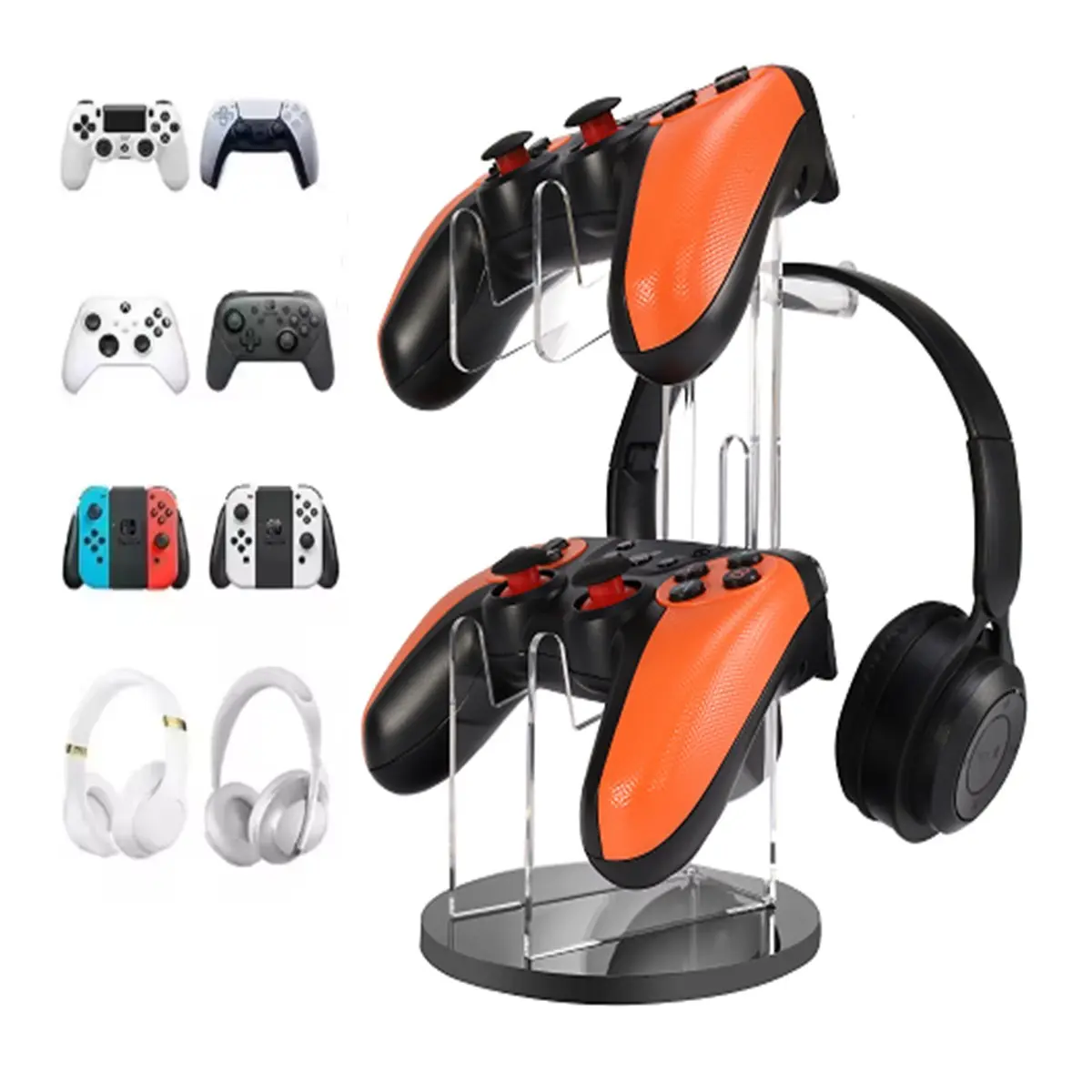 Universal Storage Rack, Headphone Holder, Transparent Acrylic Hanging Stand, Detachable Desktop Display Shelf, Switch Ps5 Ps4 Xbox Controller, Headphone Hook, Headset Holder