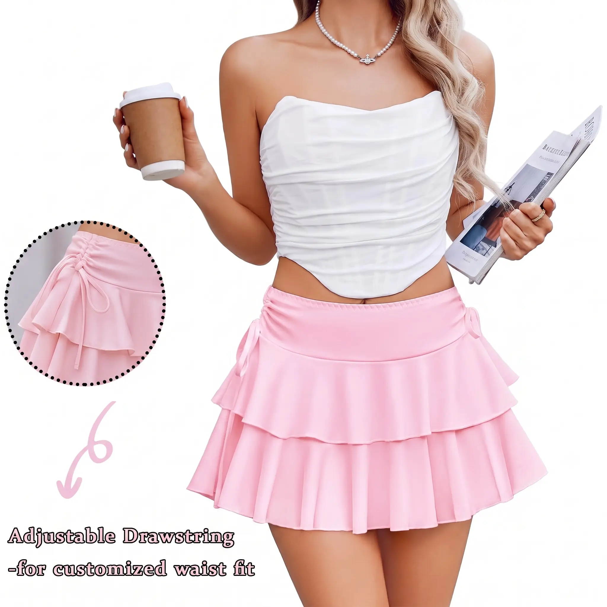 Avidlove Mini Skirts for Women Casual Micro Y2K Pleated Skirt Layered Ruffle Short Skirts Cheer Skirt Cosplay Outfits S-XXL