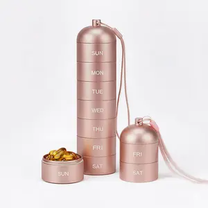 ASTRAVEA 7-day Portable Medicine Box Organizer With Aluminum Shell, Pill Capsule Box, Keychain Storage Function, Available 7 Days A Week