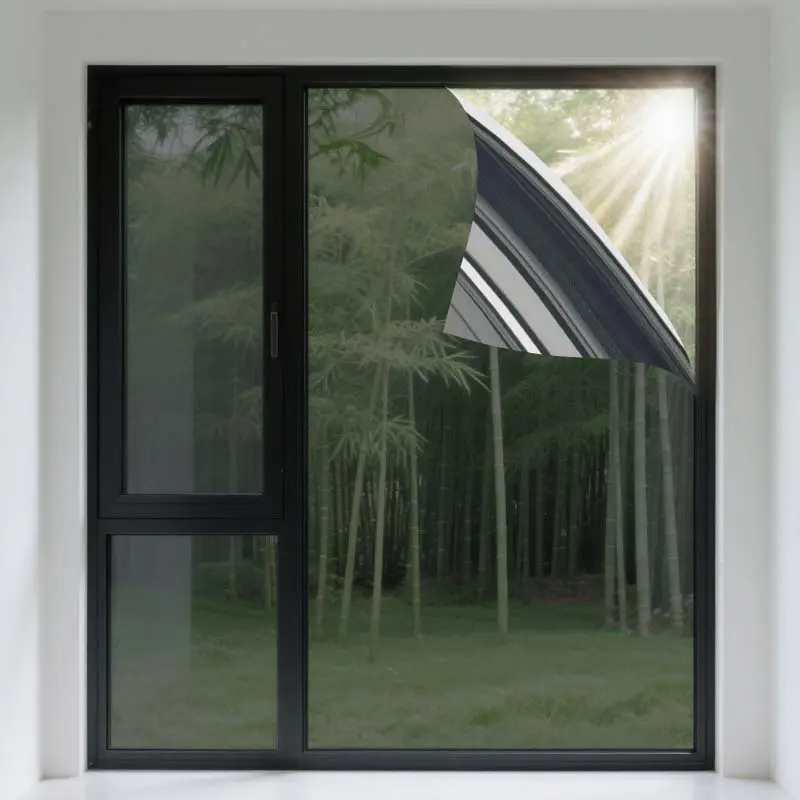 Privacy & Sunshade One-Way Mirror Window Film PVC, Energy-Saving Reflective Coating, Easy Installation for Home Office Use