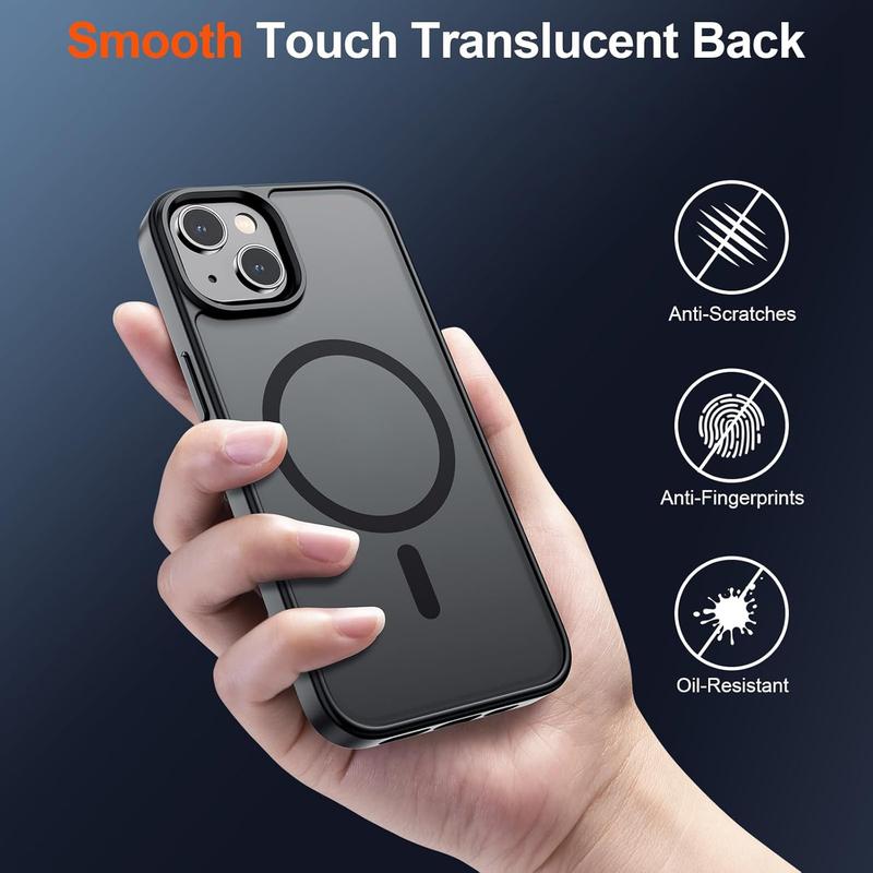Magnetic Phone case for iPhone 17/16/15/14 Plus/13/12 Pro Max Case Military Grade Drop Protective Phone Cases (Compatible with MagSafe)(10 FT Military Grade Drop Protection) Slim Translucent Matte Shockproof Phone Cover for iPhone Pro Max