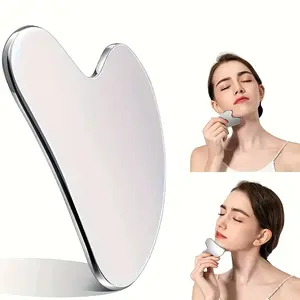 Portable stainless steel body and face scraping board, hand and face scraping metal massage beauty tool, suitable for adult facial body care, edema removal, lifting and firming tool