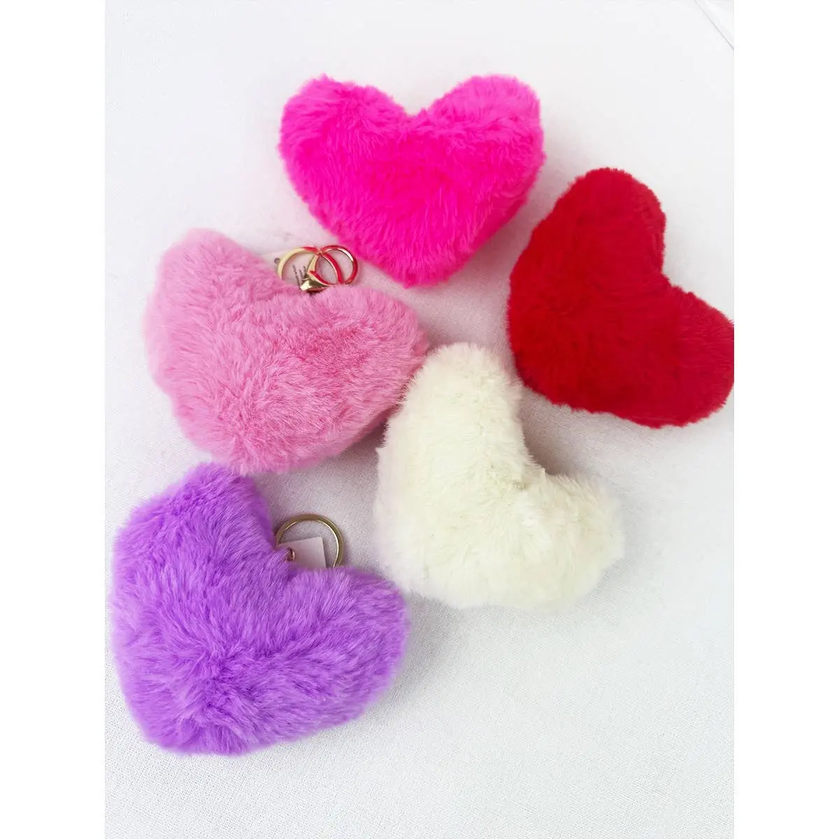 Pom Pom Heart Shape Plush Keychain
