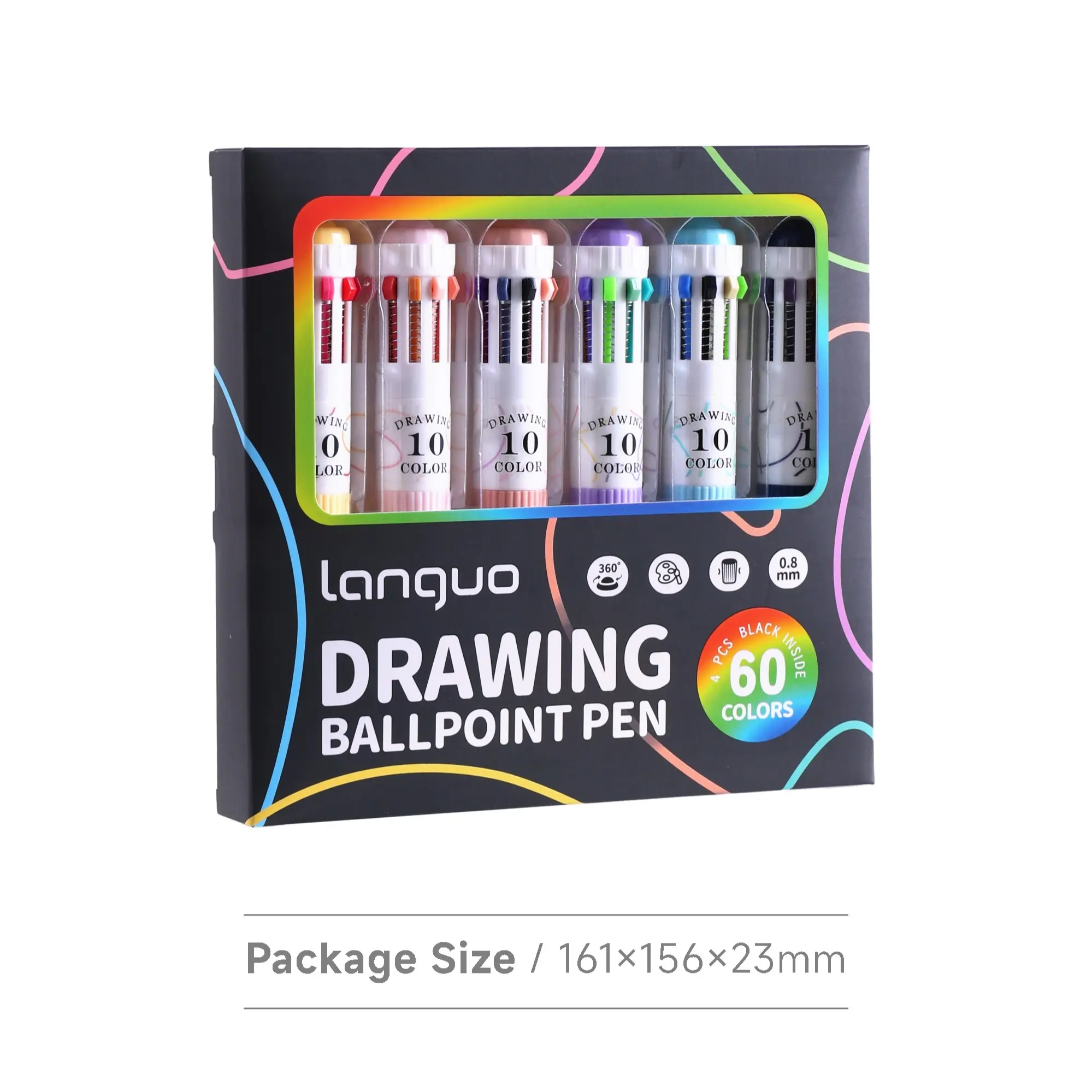 Languo 120 Colors Professional Drawing Multicolor Ballpoint Pen Set, Retractable 10-In-1 Multifunction Colored Pens, Ideal for Art & Handwriting, Drawing Tools