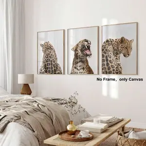 Leopard Pattern Unframed Painting, 3 Counts/set Modern Artistic Canvas Wall Art, Wall Decor for Home Living Room Bedroom Office, Ornaments