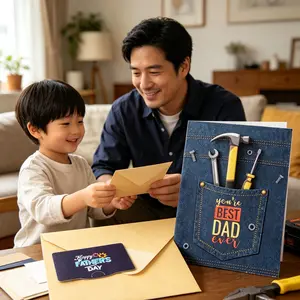 Father'S Day 3D Creative Pop-Up Card, TheBest Gift To Celebrate The Holiday For TheBest Dad, A Perfect Gift For Your Father Interactive Greeting Card Custom Message Card Durable Card