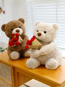 "Flower Bouquet Bear Companion" Two-Tone Hugging Bears – perfect for gifting on all occasions: ideal as a birthday gift for your daughter, a Mother's Day present, or a Valentine's Day gift.