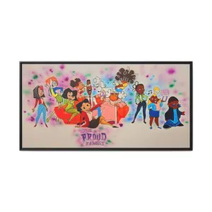 Proud Family Matte Canvas Print, Framed Artwork, Family Celebration Decor, Cartoon Art, Gift for Friends & Family Ornaments Decoration