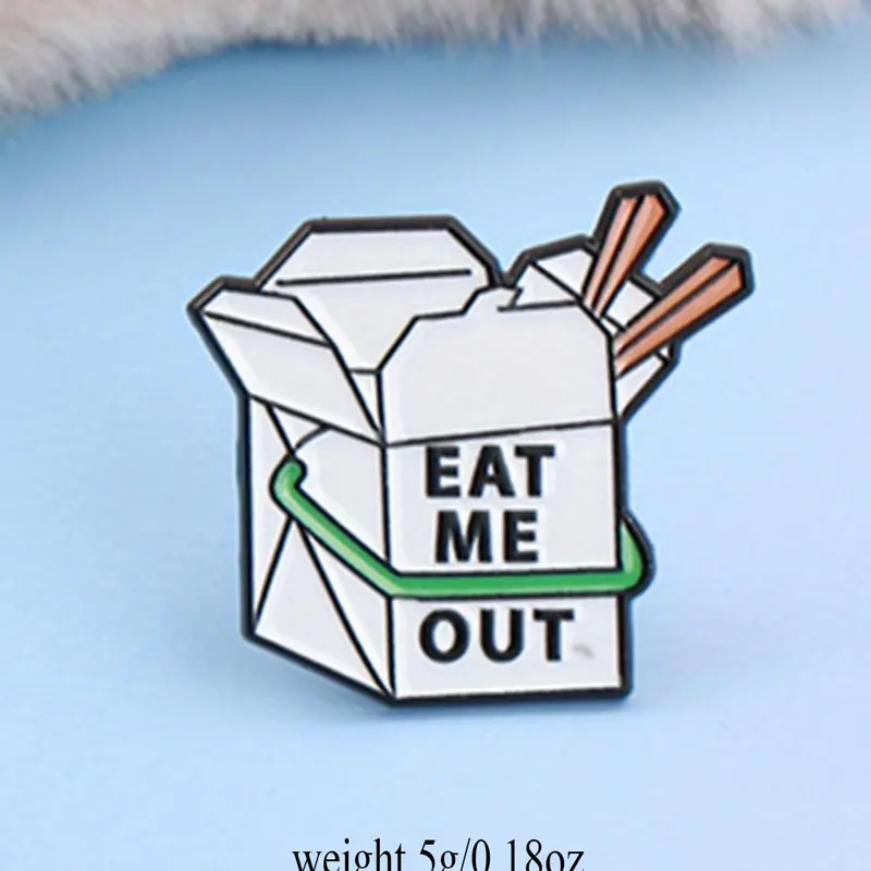 Cartoon Takeaway Box Design Brooch, Cute Fun Humor Badge for Backpack, Hat and Clothes, Fashion Accessories for Women & Men, Lapel Brooch, Lapel Pin
