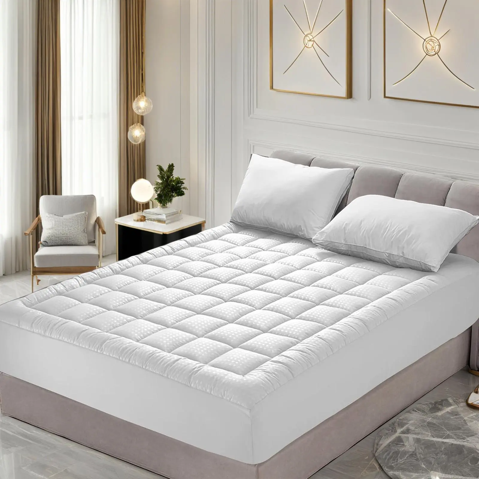 [DealsforYouDays]WeCharmer Mattress Pad Protector（500GSM）– Quilted Fitted Cooling Breathable Soft & Fluffy Mattress Topper Cover with 8-21” Deep Pocket – Comfortable Bedding Mattress Protector for Cooler Sleeping