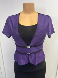 Top Enchanted Spring Purple with Black Mesh Detail and Zipper Front Design