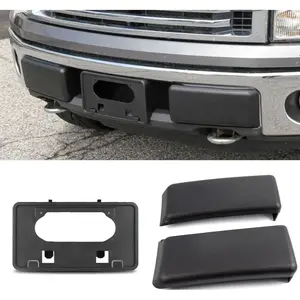 Compatible with 2009-2014 F150 Bumper Guards Pads Insert Replacements+Front Licenses Plate Frame Bracket Mounting Frame Holder(NOT Compatible with SVT and Ecoboost Models)