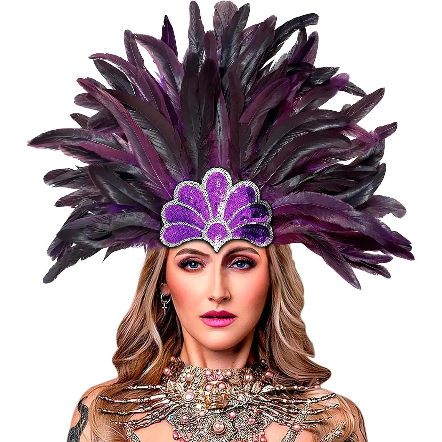 Women's Black Feather Headpiece Carnival Caribbean Headdress Showgirl Accessories Masks Multiple ColorTikTokShopBlackFriday