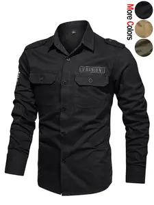 Men's Casual Comfortable Durable Cotton-Feel Tactical Long-Sleeved, Collared Shirt Retro Versatile Multi-Pocket Outdoor Sports Lightweight Breathable Cardigan Workwear Top Suitable for Daily Commuting, Hiking and Fishing Outfits Casual Design