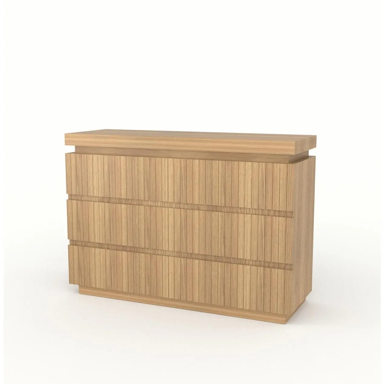 Drawer Dresser for Bedroom, Modern Fluted Wide Chest of Drawers with Thick Floating Top, Handleless Horizontal Wood Dresser, Bedroom TV Stand