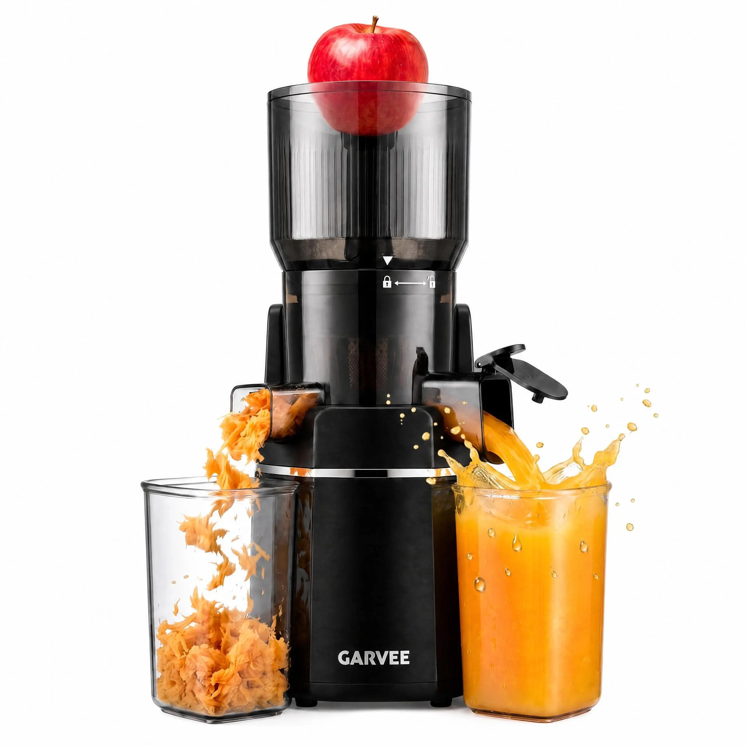 GARVEE Cold Press Juicer Machines Easy Clean for Fruits Greens Home Kitchen | Dishwasher-Safe Parts, 5ft Cord, Family & Juice cleanse, Daily Green Juice Meal Prep Safety Lock Modern Luxury Design