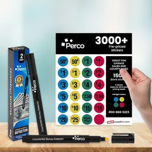 Perco Garage Sale Kit - 3,000+ Price Stickers and 2-Pack Counterfeit Detection Pens for Yard Sales and Flea Markets