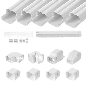VEVOR Mini Split Line Set Cover 3-inch W 10Ft L, PVC Decorative Pipe Line Cover For Air Conditioner with 5 Straight Ducts Full Components Easy to Install, Paintable for Heat Pumps, White