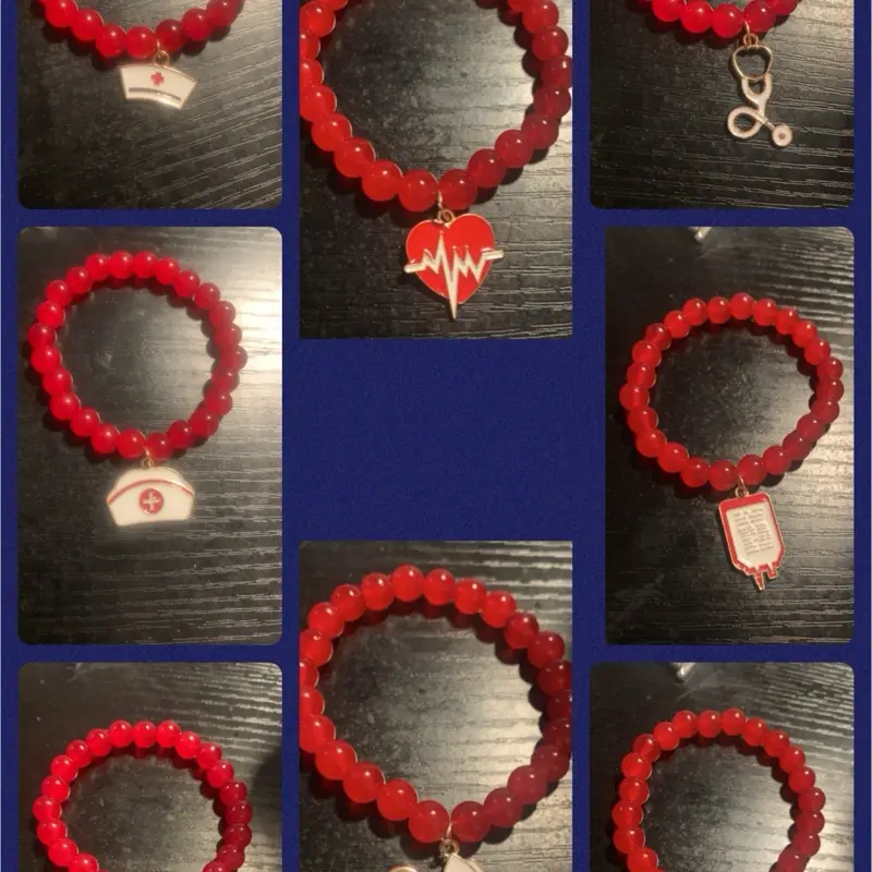 Medical Charmed Beaded Bracelet - 8mm Beads, Durable & Lightweight Design, Suitable for Doctors, Nurses, RNs, and CNAs, Versatile Accessory