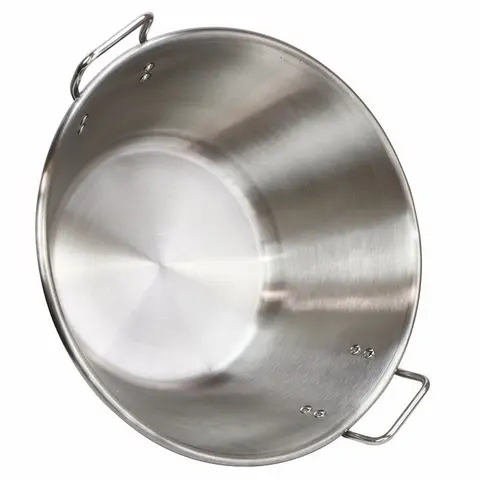 Barton Traditional Portable Stainless Steel Carnitas Taco Cooker - 16" Top Diameter x 8"(h) x 10" Flat Bottom Diameter Large Deep Outdoor Comal Cookware with Cazo Comal, Double Handle, Ideal for Tailgating, Backyard Parties
