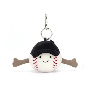 Authentic Jellycat Baseball Keychain – Stuffed Animal Keychains, Cute Animals, Fun Gift Ideas for Kids, Birthdays and Collectors, Keychains
