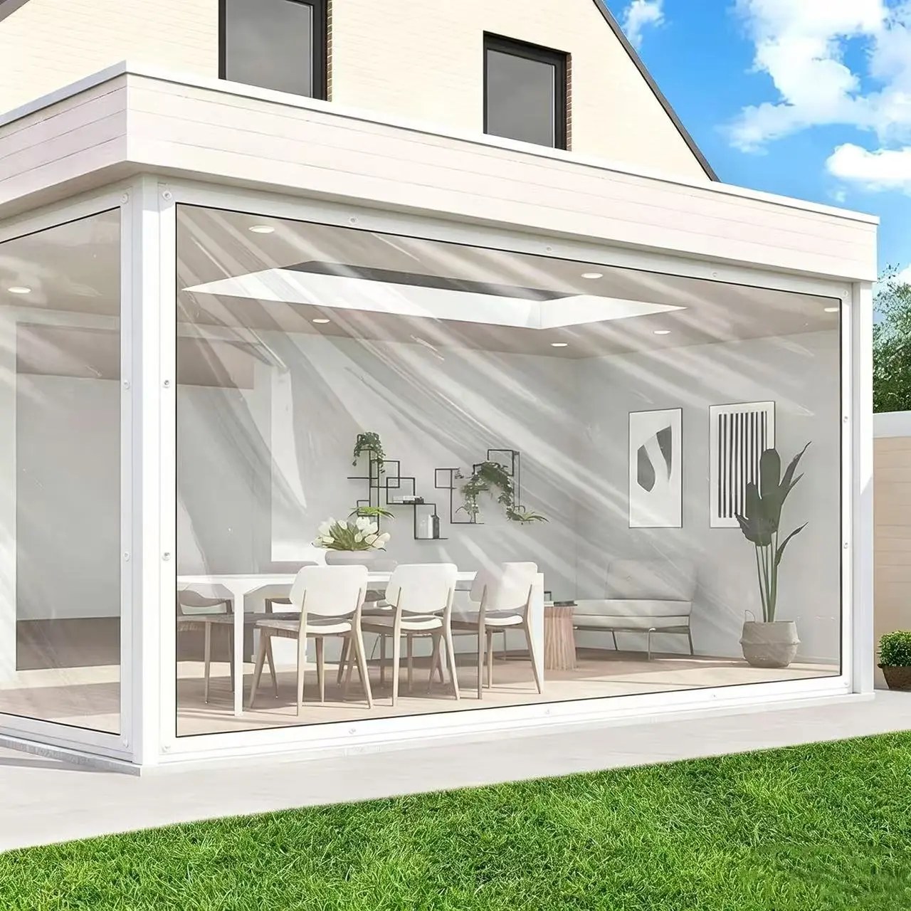 10×13ft Transparent Vinyl Waterproof Sheet with Edge Fixed Holes - Sturdy, Portable, Foldable, Durable Camping Rainproof Dustproof Tarp for Farms, Greenhouses, Gardening DIY Home Supplies Plant Enclosure Easy Grow
