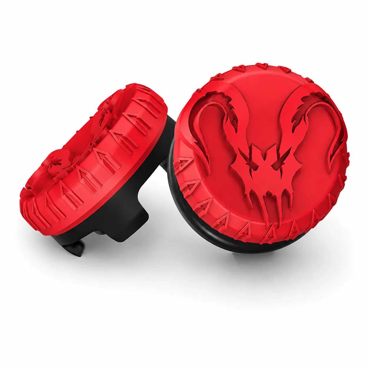 Pro Gaming Thumb Grips with Red Demon Dragon Horn Gaming Thumb Grips for PS5/PS4 & Xbox Controllers – Anti-Slip Performance Joystick Caps, 1 High-Rise + 1 Mid-Rise, Enhanced Aim & Control
