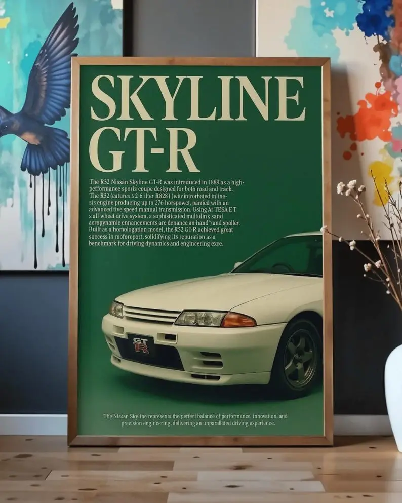 Vintage Skyline GT-R R32 JDM Performance Car Poster - Unframed