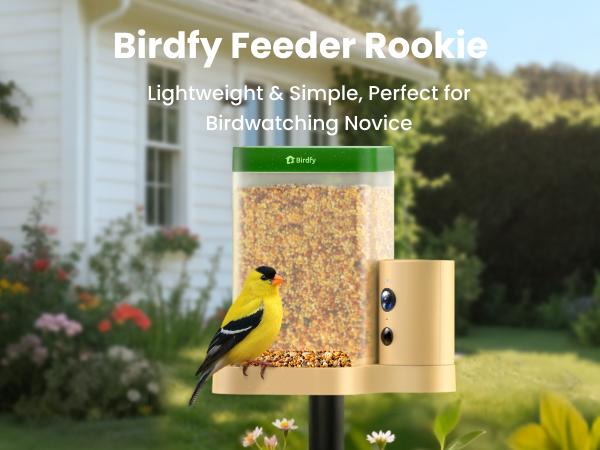 Birdfy Smart Bird Feeder with Camera for Rookie, Camera Bird Feeder Dual Night Vision, AI Recognition IP66 Waterproof for BirdLovers