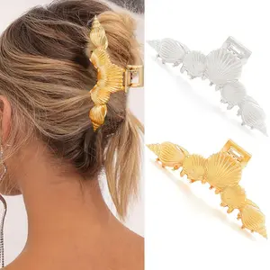 Shell Claw Clips  Metal Hair Clips Large Hair Claw Clip Fashion Hair Accessories for Women and Girls (Pack of 2)