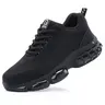 HISQIM Women's Steel Toe Mesh Fabric Sneakers - Closed Lace-Up Walking Shoes, Breathable, Non-Slip, Lightweight Round Toe, Air Cushion, Puncture-Proof Solid Sole, Double Protection Work & Safety Footwear for Workers