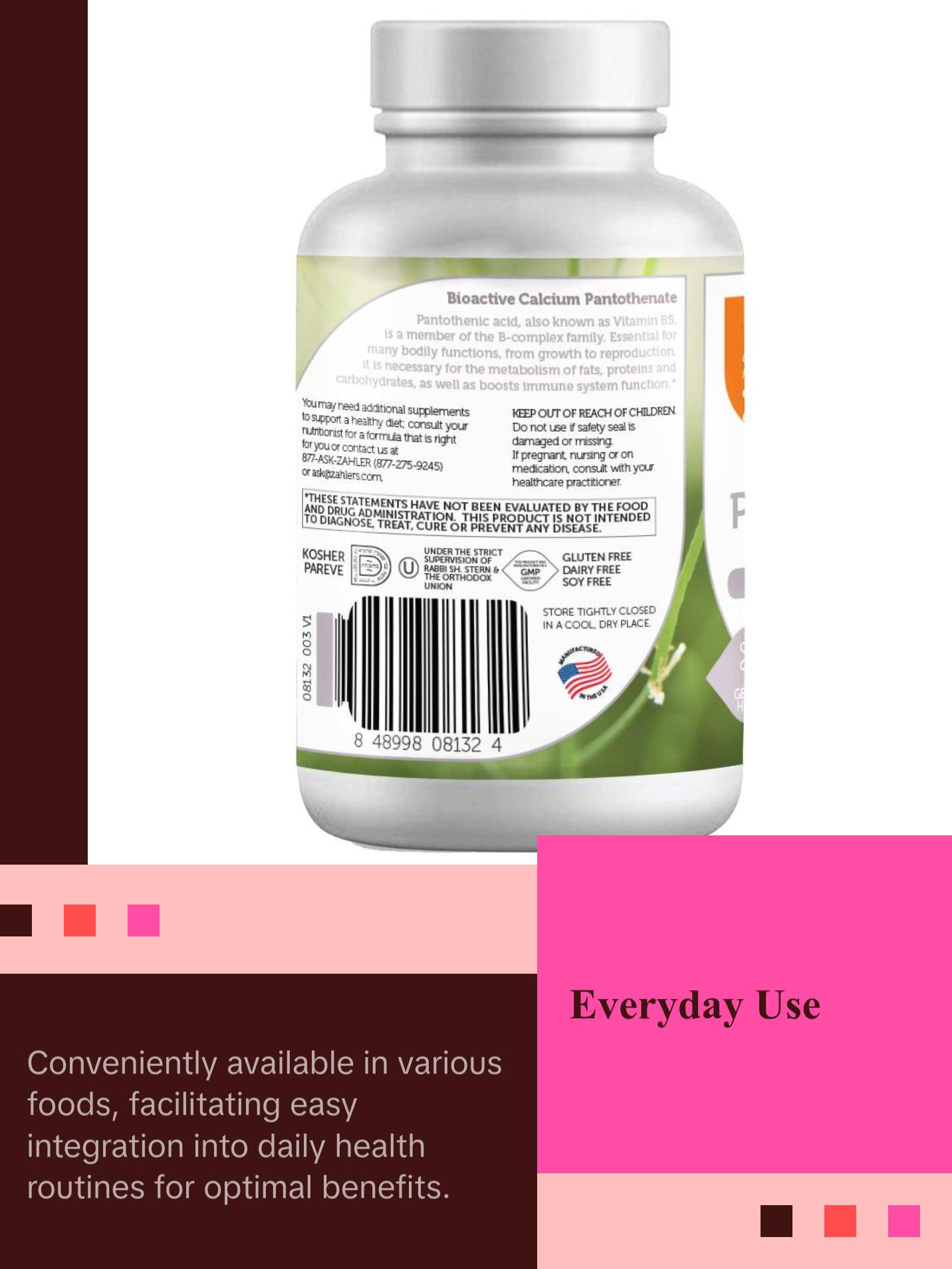 Zahler Pantothenic Acid Dietary Supplement - Supports Healthy Skin, Vitality and Overall Well-being