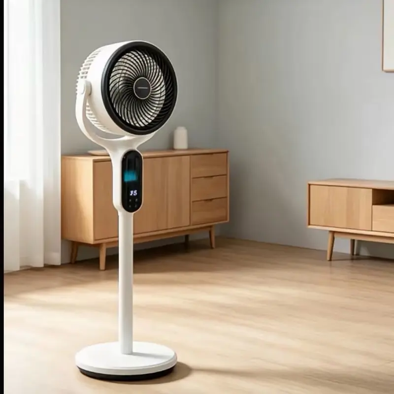 Smart Pedestal Fan for Bedroom, 120°+120° Omni-Directional Oscillation, Quiet 100ft Cooling Fan with RGB Light, 9 Speeds, 6 Modes, 20dB Quiet, 8H Timer, Wi-Fi Voice & Alexa Control, 37-42" Adjustable Height Floor Fan with Remote