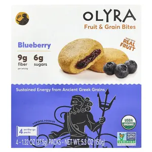 Olyra Fruit & Grain Bites, Blueberry, 4 Packs, 1.32 oz (37.5 g) Each