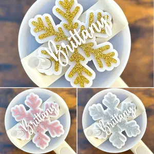 Acrylic Personalized Snowflake Stanley Cup Name Topper