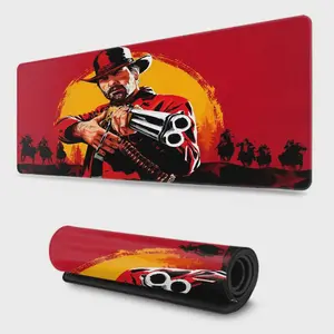 Red Dead Redemption 2 Mouse Pad Design Large Gaming Mouse Pad - Extended, Thick, Non-Slip Rubber Base Desk Mat with Precision Stitched Edges - Washable Large Desk Pad Extended Mousepad