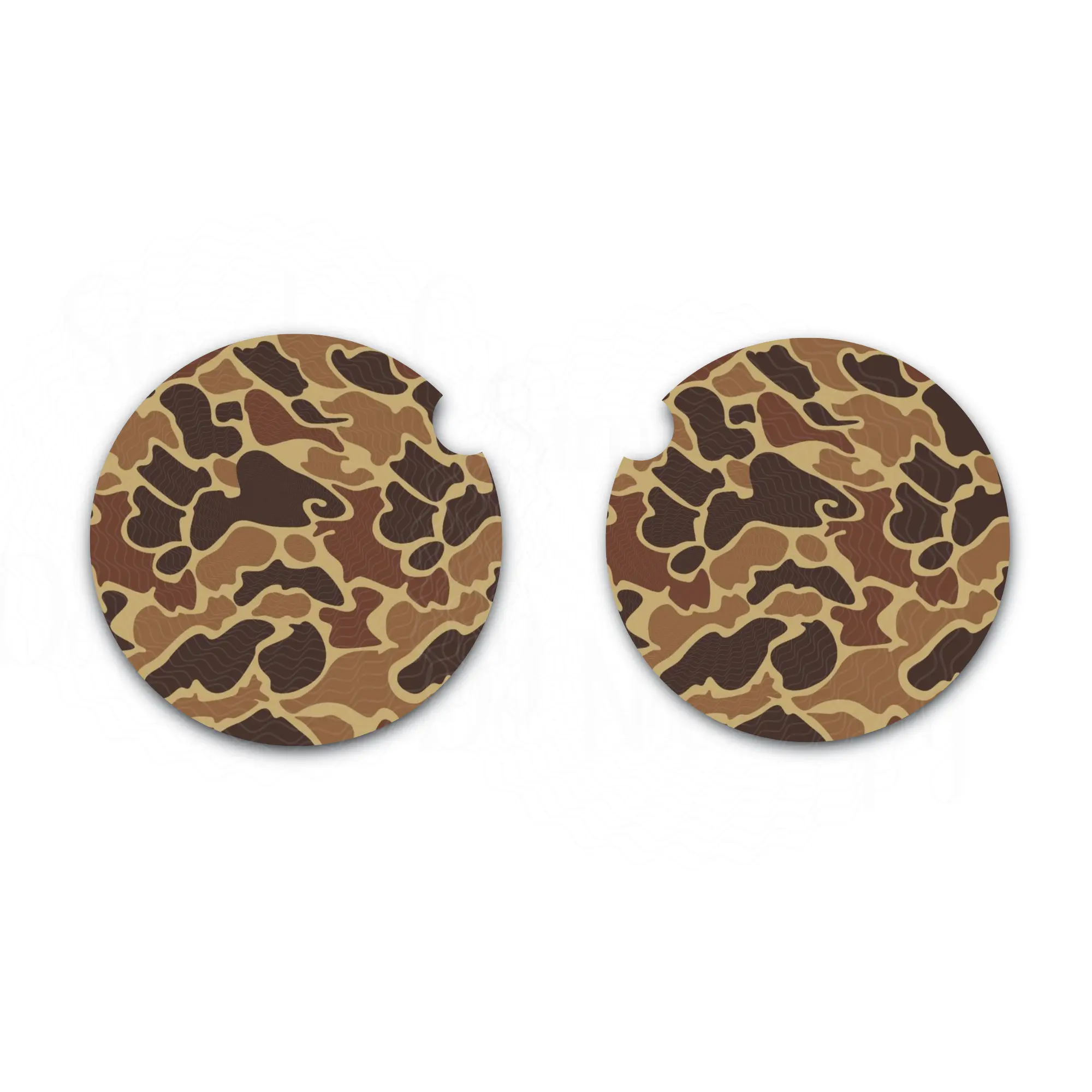 Old School Camo Car Coasters, Set of Two, Car Cup Holder