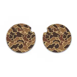 Old School Camo Car Coasters, Set of Two, Car Cup Holder