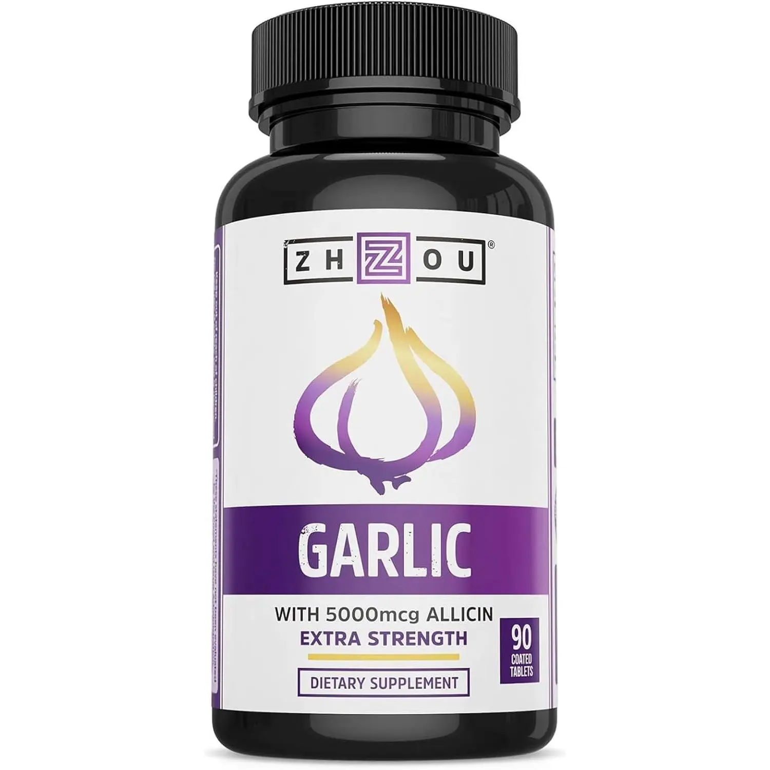 Garlic with Allicin Supplement - 90 Coated Tablets (Pack of 1) | Garlic Supplements, Odorless Extract Pills for Men & Women, 5000 mcg Allicin Per Tablet for Immune & Heart Health